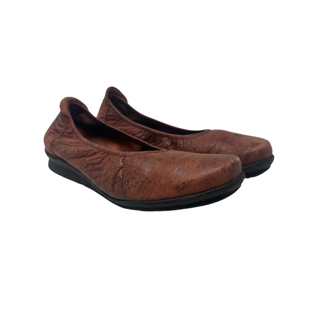 Arche‎ Ballet Flats Red Brown Leather Slip On Comfort Shoes Womens 37 US 6